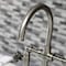 Kingston Brass KS2334CG Industrial Style Bridge Kitchen Faucet with Brass Sprayer, Black Stainless KS2334CG - alternate 2